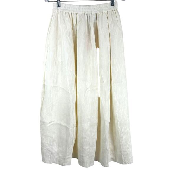 La Ligne NWT Crinkle Maxi Skirt Cream Color Size S Pull-On Waist Side Pockets - Picture 3 of 9